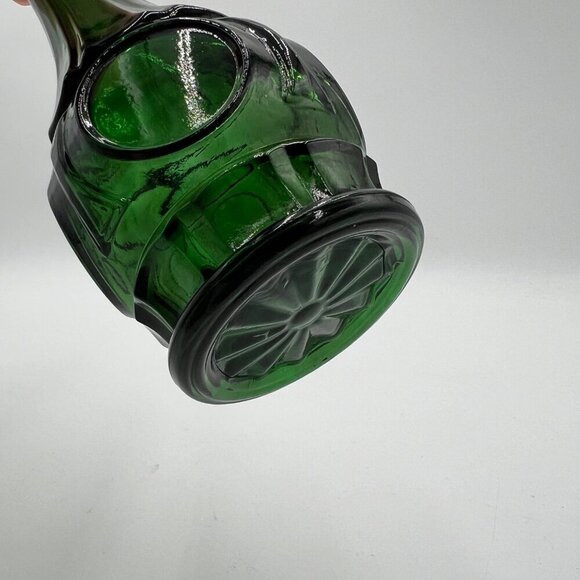 Wheaton Glass Bullseye Bud Vase 9" Green Panels & Dots Vintage - Picture 2 of 7